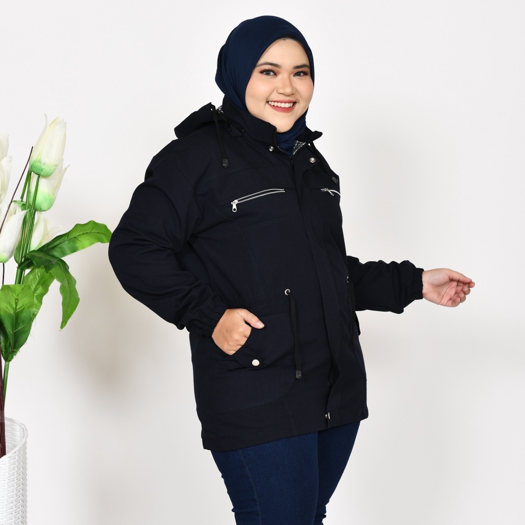 Jaket Parka Wanita Jumbo Bigsize Musim Dingin Outdoor  Bahan Kanvas Premium