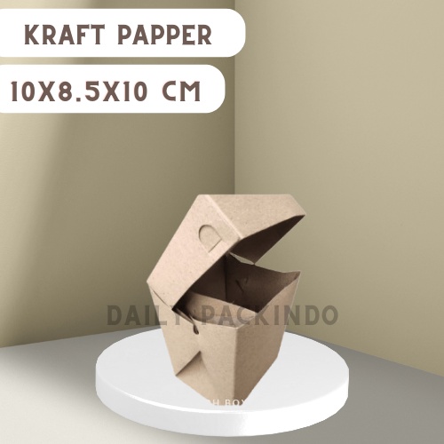 

(ISI 50 PCS) Box Makanan Kraft Papper Lunch Dll Ukuran 10X8.5X10 Cm Baru Murah