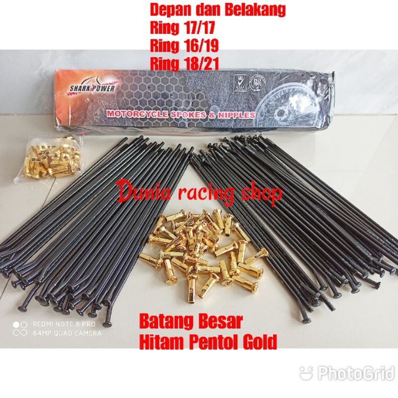 Jari jari Ruji KLX 150 DTracker 150 Hitam gold ring 17 17 16 19 18 21 batang besar