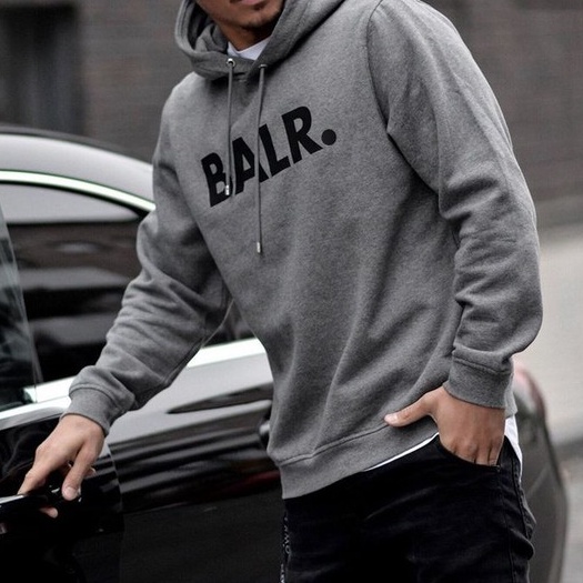 BlurDistrict Hoodie Abu-Abu Hoody BALR Sweter Pria Hoody Wanita Unisex