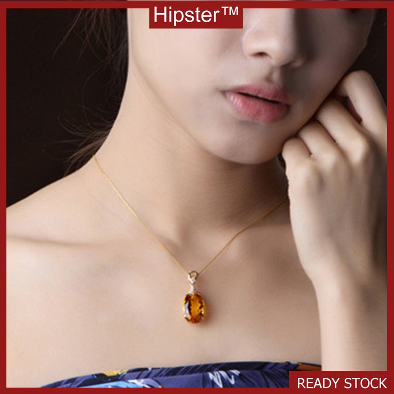 Popular Natural Citrine 18K Gold Pendant Fashion Necklace