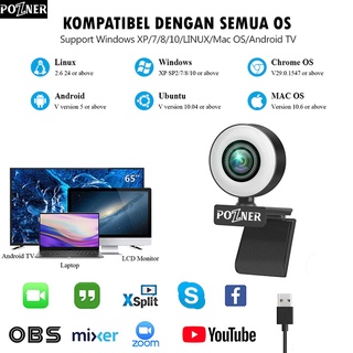 Webcam Ultra HD 2K  - Streaming Stream Mic Ring Light SW-RX02 30fps 60fps POZNER