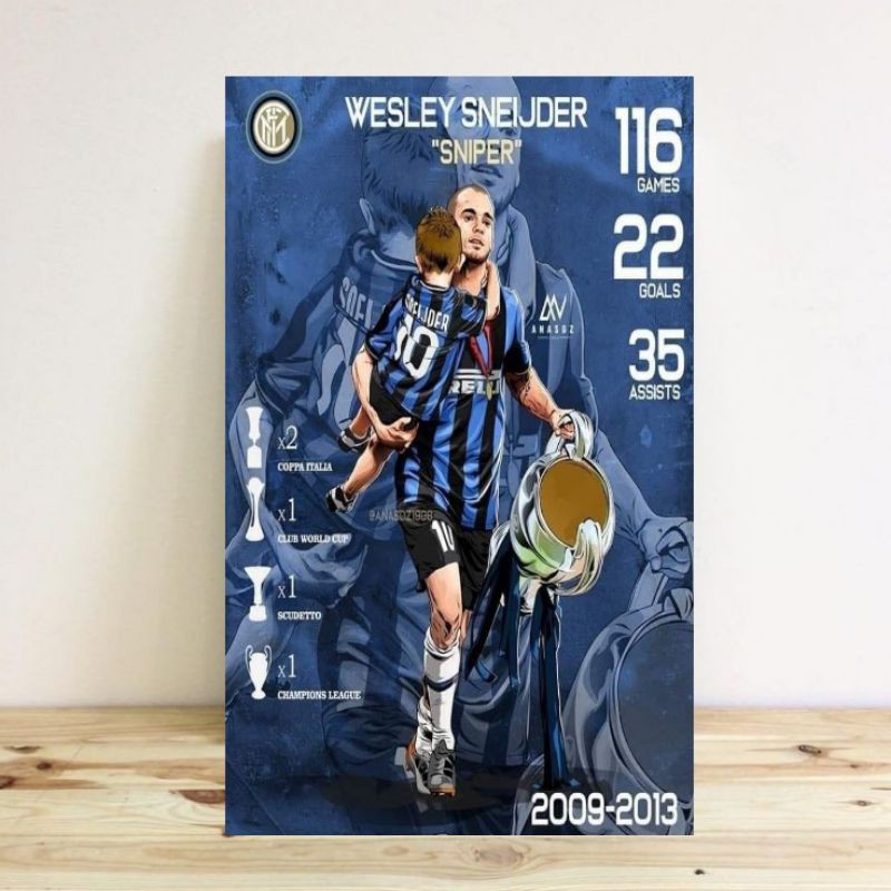 Poster dinding Wesley Sneijder/A3+/Tanpa bingkai.