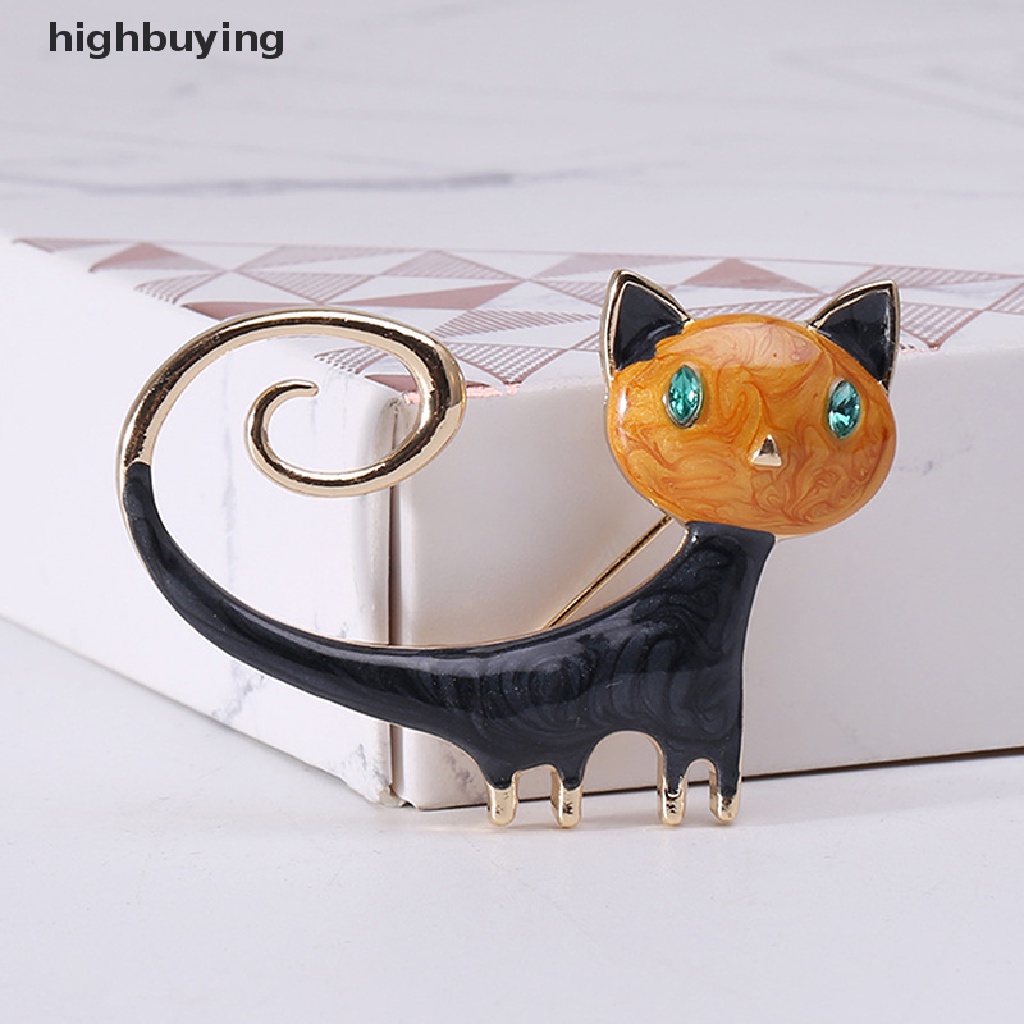 Hbid 1pc Bros Enamel Bentuk Kucing Lucu 2 Warna Untuk Wanita