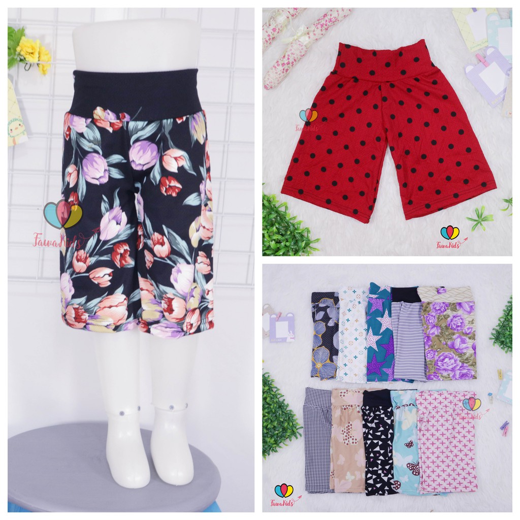 Kulot Motif uk 1 10 Tahun Celana  3per4 Anak  Perempuan  