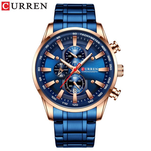 CURREN 8351 Jam Tangan Pria Analog Stainless Steel Chronograph Aktif WATCHKITE WKOS