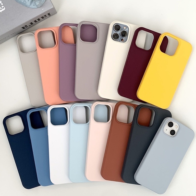 Case Bahan Silikon Cair Dengan Logo 49 Warna Untuk iPhone 13 12 14 Pro MAX