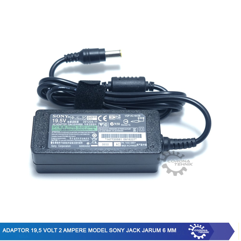 Model Sony Jack Jarum 6 mm Adaptor 19,5 Volt 2 Ampere