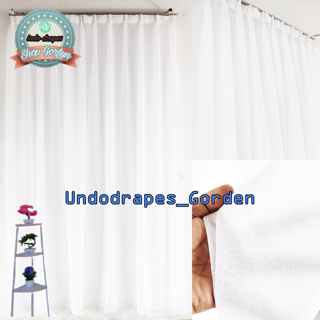 vitrase Gorden Polos Tebal Warna putih Ukuran 100x200 100x225 200x200  200x225