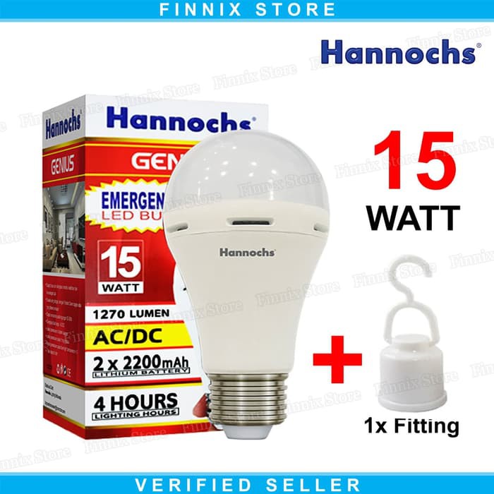 Hannochs Genius Lampu Bohlam LED Emergency 15 watt - Dua Fungsi AC DC