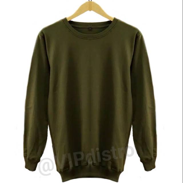Jaket sweater basic army unisex cowok cewek premium ML XL XXL XXXL polos big size all size / jumbo