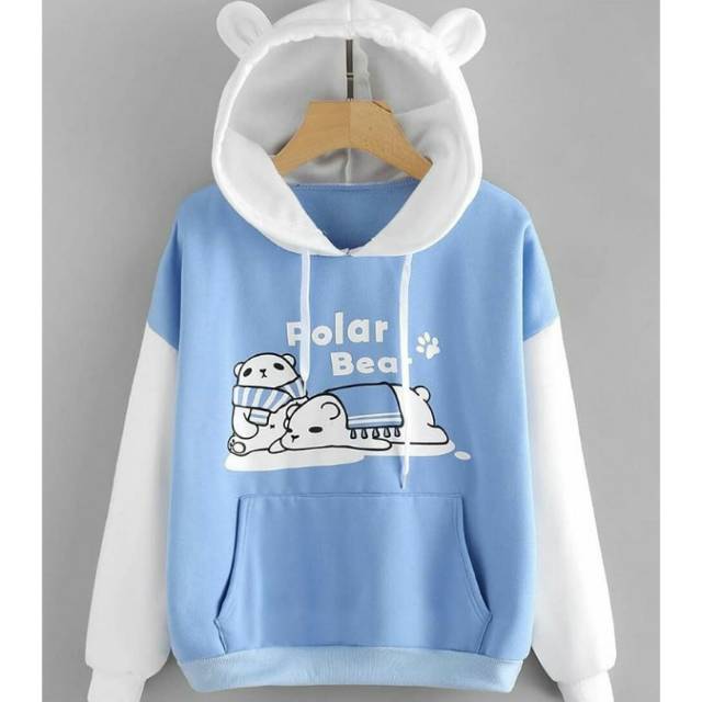 Polar Bear Hoodie Blue