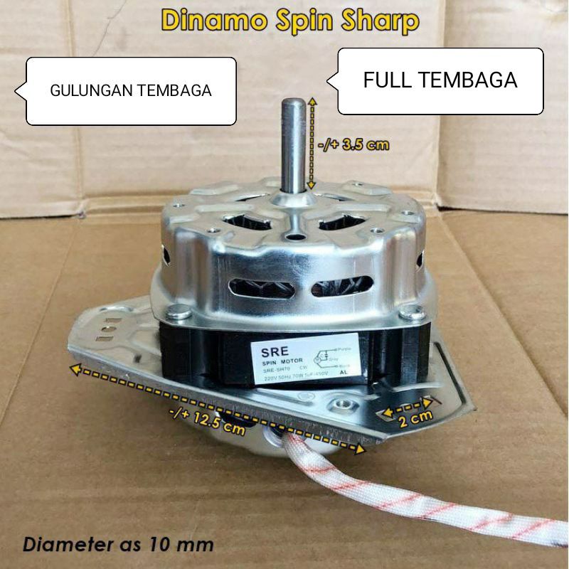 Dinamo  Spin  70W  Mesin  Cuci TEMBAGA    Motor ,  Pengering    SHARP  Diameter as 10 mm