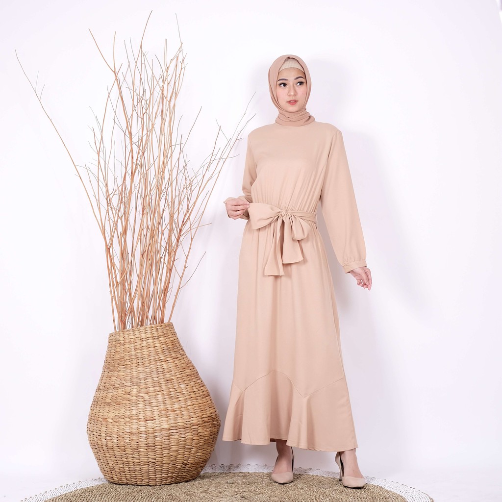 Linata Fashion | Gamis Simple Amanda Moscrepe Import
