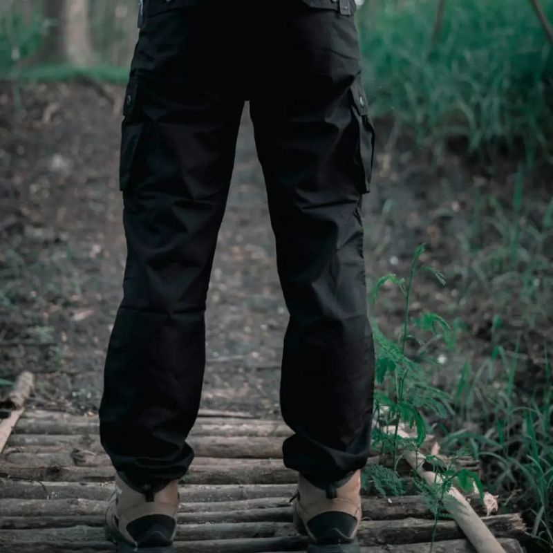 celana gunung kargo panjang Fellago Hitam fellasky Cargo pants outdoor
