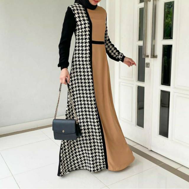 Houndstooth Dress Madeira Muslim Attire Houndstooth Dress By Madeira Dress Motif Anggun Dress Busui