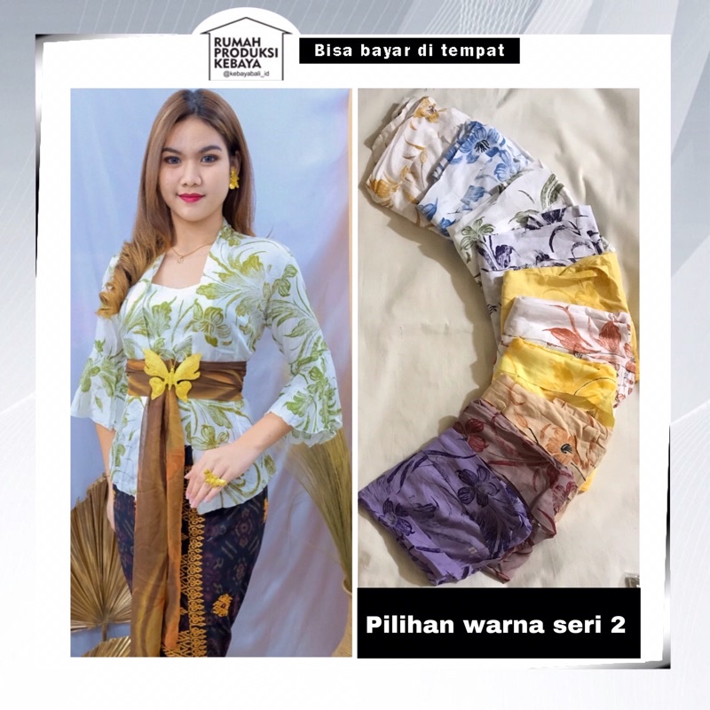 Kebaya Bali Modern Bed Rayon Lukis Print Atasan Tradisional Lengan Trompet Lonceng Warna Seri 2