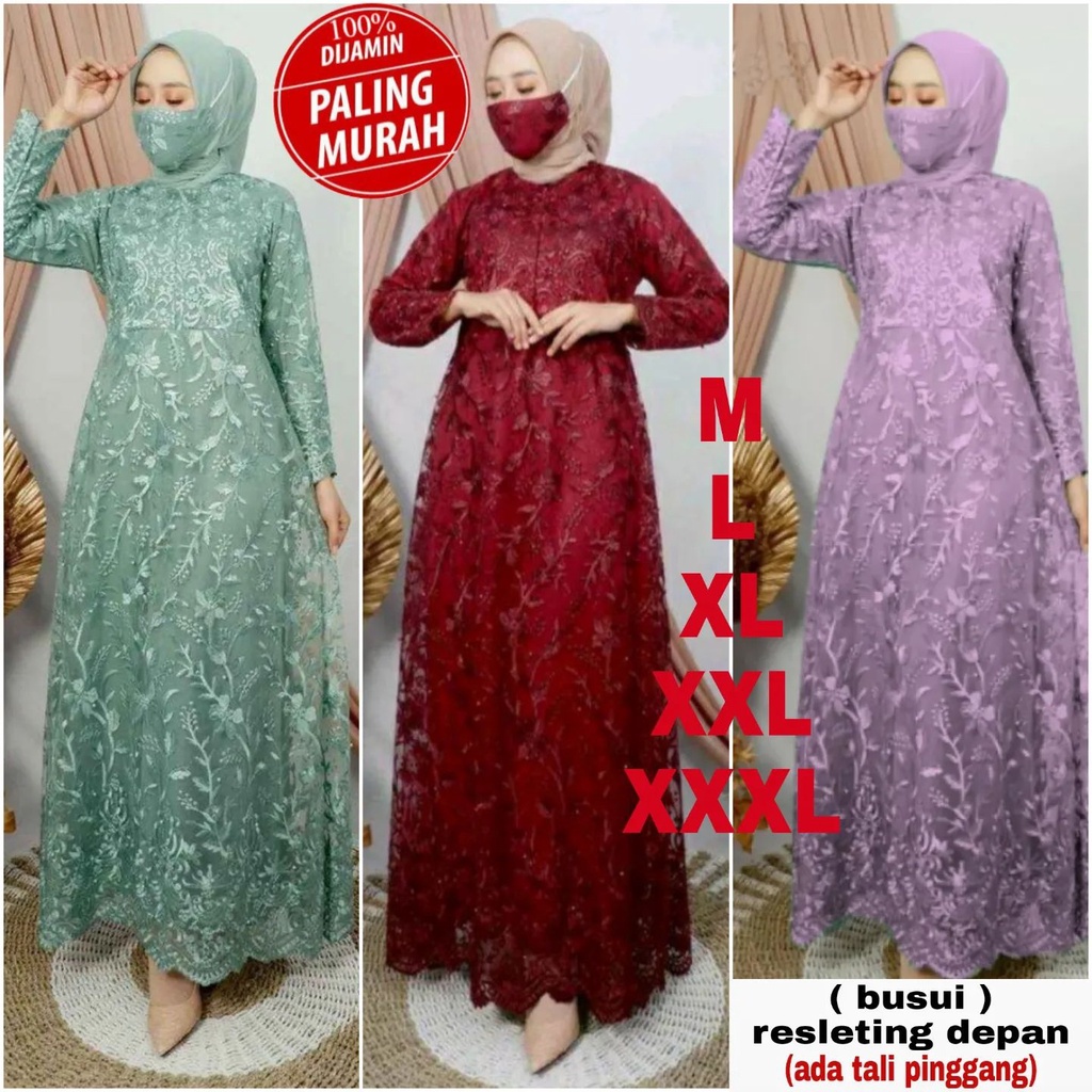 RACHEL MAXY DRESS / Size M L XL XXL XXXL / Gamis Pesta / Gamis Jumbo / Maxi Dress / Gamis Brukat Til