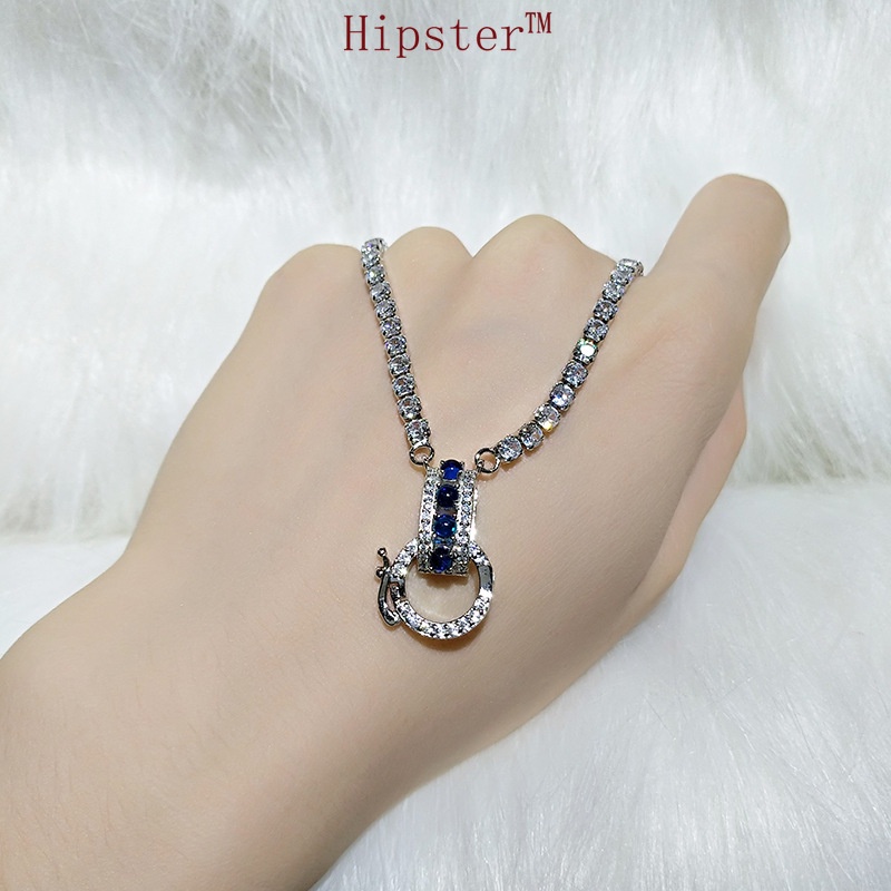 Hot Fashion Classic White Gold Natural Sapphire Pendant Necklace