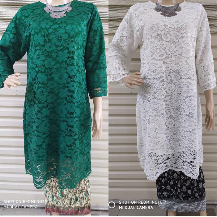 KEBAYA BRUKAT TUNIK ATASAN KEBAYA PESTA BEST SELLER - ATASAN PUTIH, M TERBARU