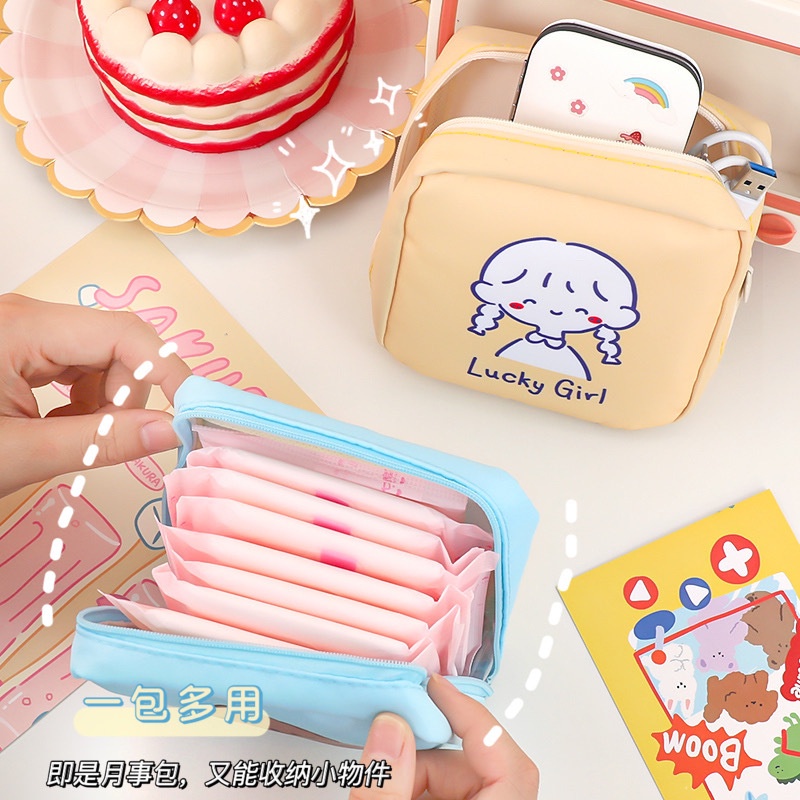 Kawaii Sanitary Napkin Storage Bag Portable Mini Pack Small Bag Large Capacity Coin Purse Girls