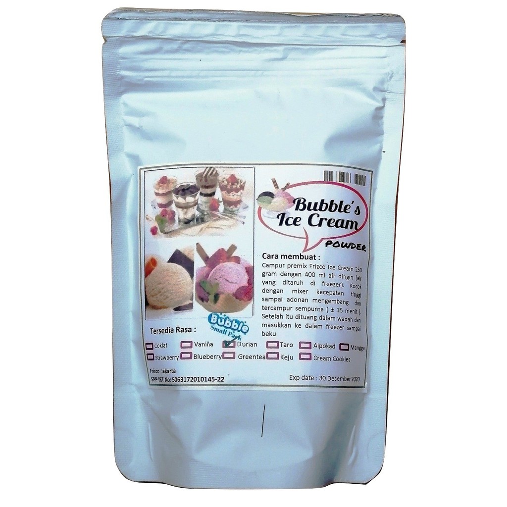 

DURIAN FRIZCO Bubbles Ice Cream powder 250gr bubuk es krim Duren frisco