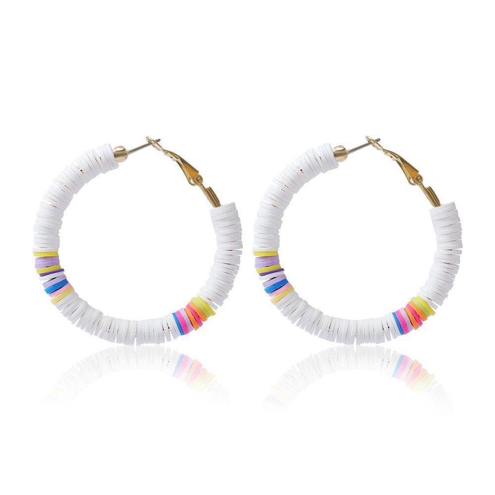 R-flower Circle Hoop Earrings Hadiah Aksesoris Wanita Perhiasan Bohemian Flat Bulat Polymer