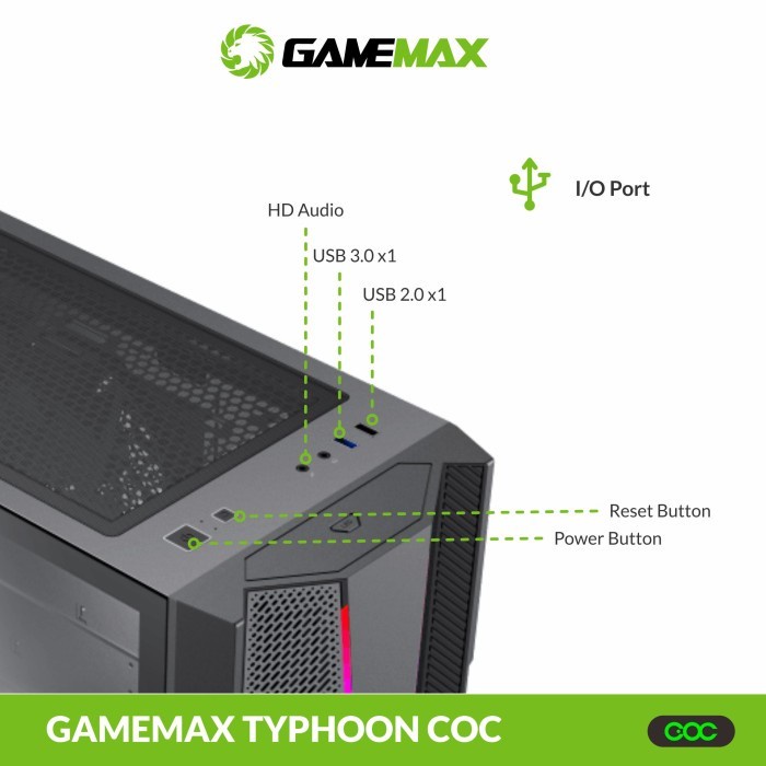 Casing PC Gaming Komputer Gamemax Thypoon COC