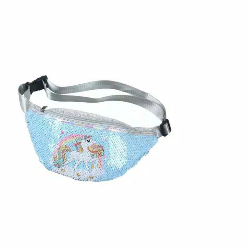 WISTBAG UNICORN IMPORT/TAS SELEMPANG ANAK/WAISTBAG ANAK CEWE/TAS UNICORN SEQUIN IMPORT/TAS SELEMPANG