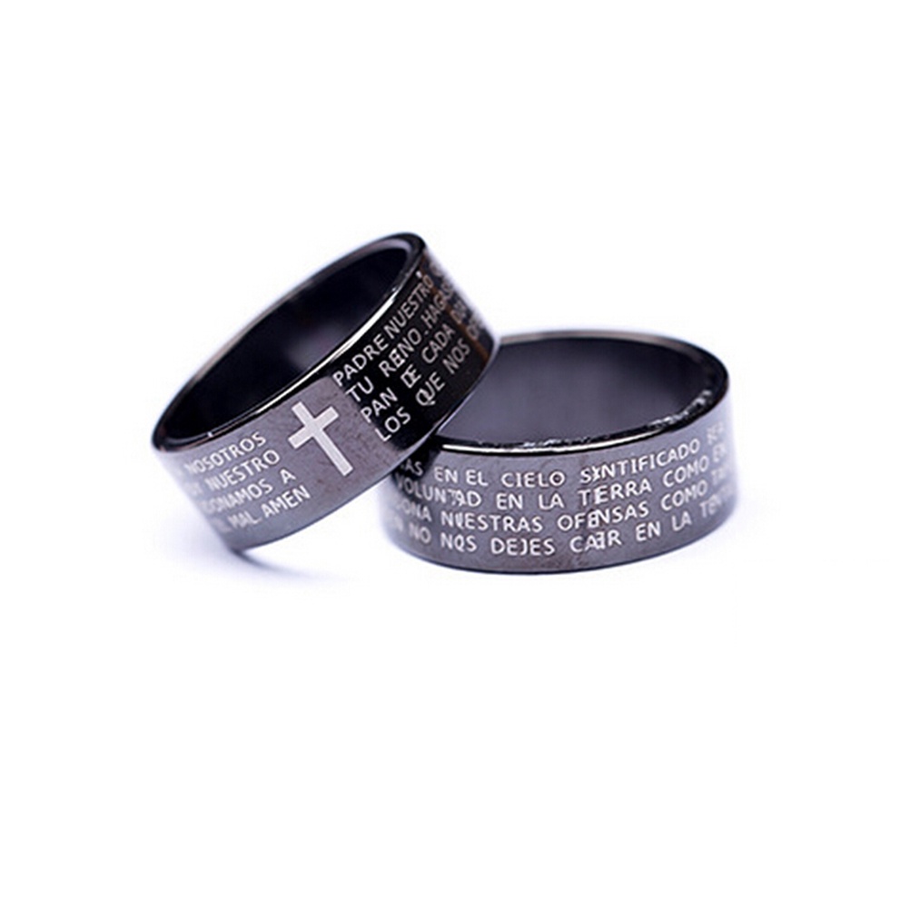 1pc Cincin Bahan Titanium steel Desain Alkitab Untuk Pria / Wanita