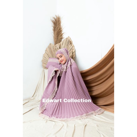 Mukena dewasa plisket Nismara renda Mewah jumbo /mukena plisket mewah