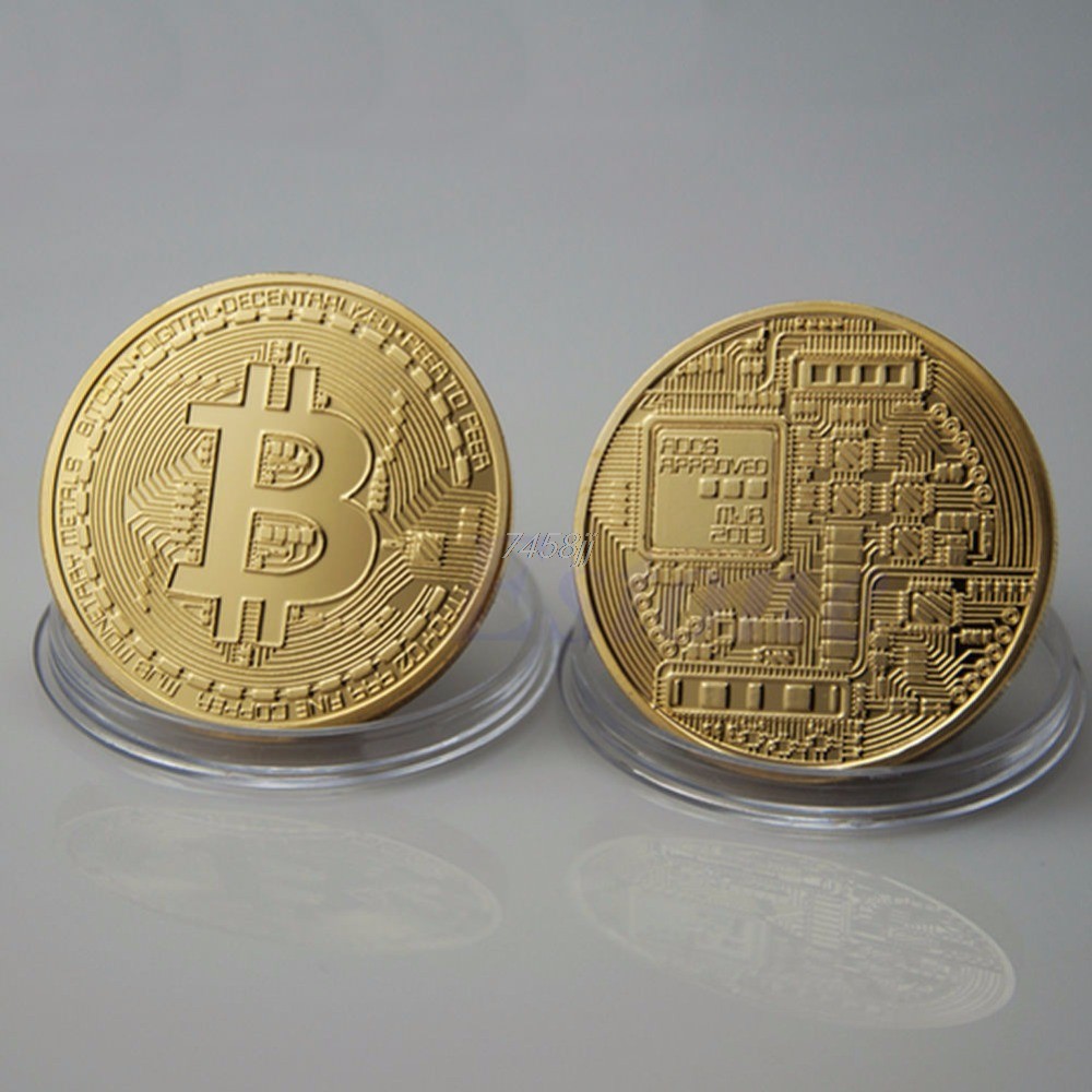 Grab medan Gold Plated Bitcoin Miniatur