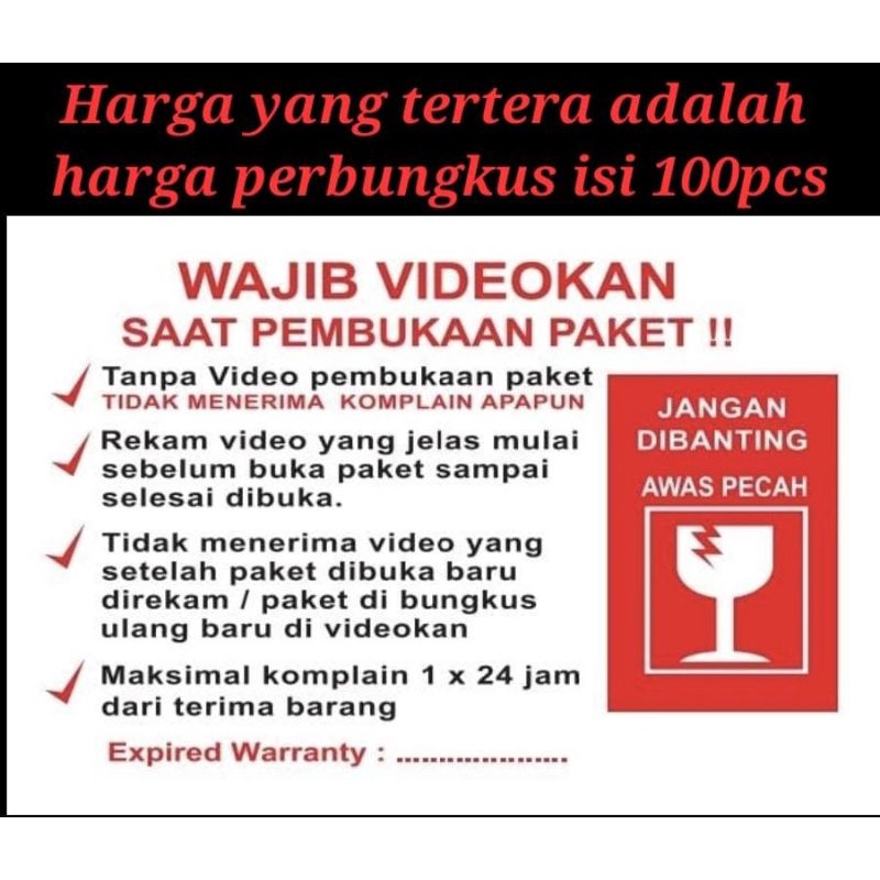 stiker unboxing tempelan label video buka paket product online