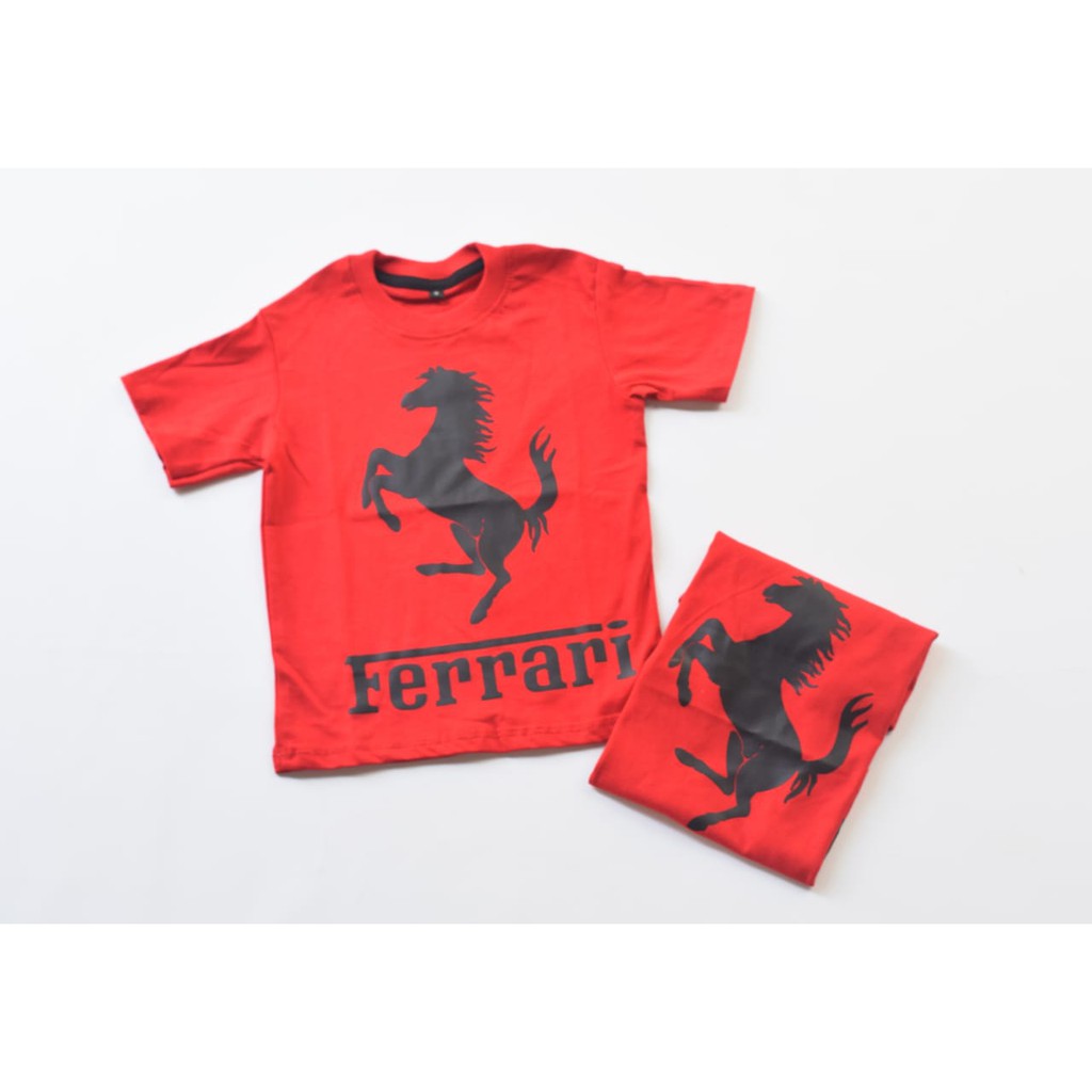 kaos anak motif ferrari warna merah usia 1-6 tahun-1