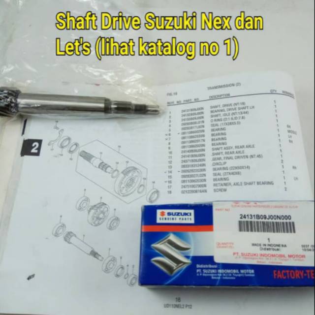 SHAFT DRIVE / AS RODA DEPAN SUZUKI NEX LETS ORI SGP *kecuali NEX II