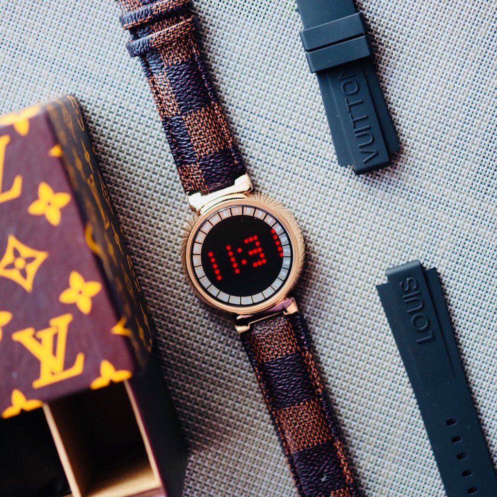 Jam Tangan Pria / Wanita LV Touch Screen Leather Rosegold B