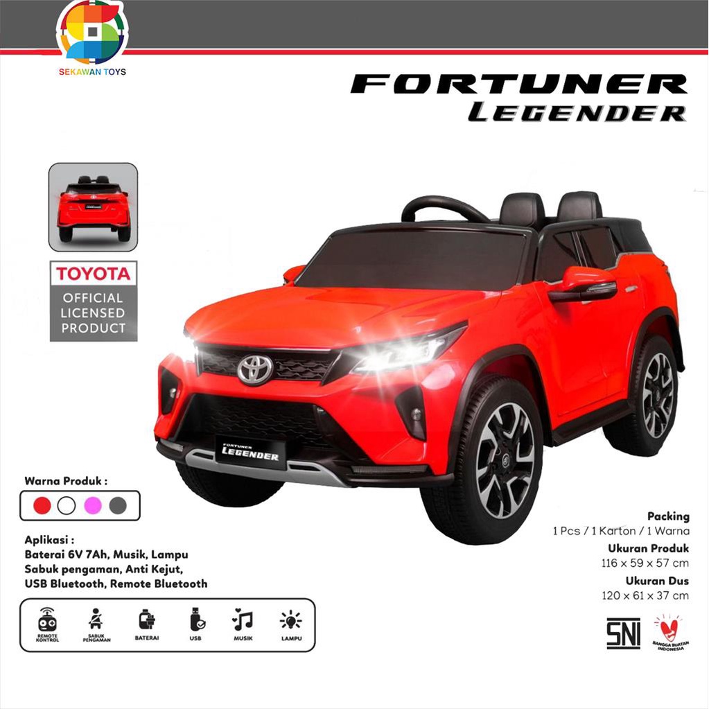 Mainan Anak Mobil Aki/ Mainan Mobil Aki Toyota/ Mobil Aki Fortuner PMB