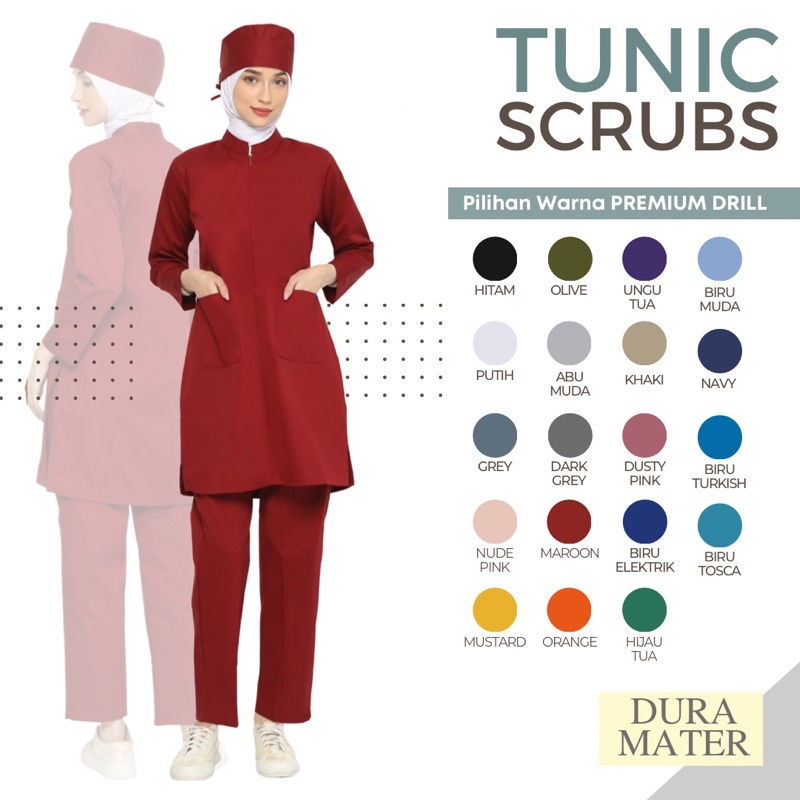 Tunic Scrubs Baju Jaga Twotone Busui Friendly Syari Muslimah Ukuran XXS hingga XXXXL