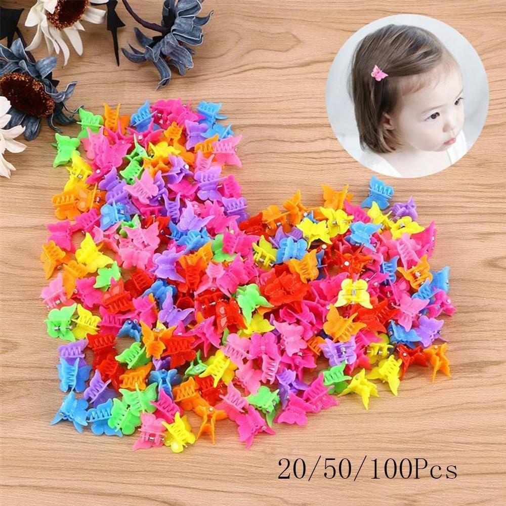 Klip Cakar Agustina Fashion Plastik 20/50/100Pcs Jepit Rambut Anak Warna Campur Kupu