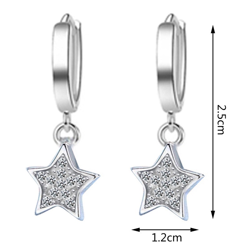 Hot Sale 925 Sterling Silver Luminous Zircon Star Stud Earrings For Women