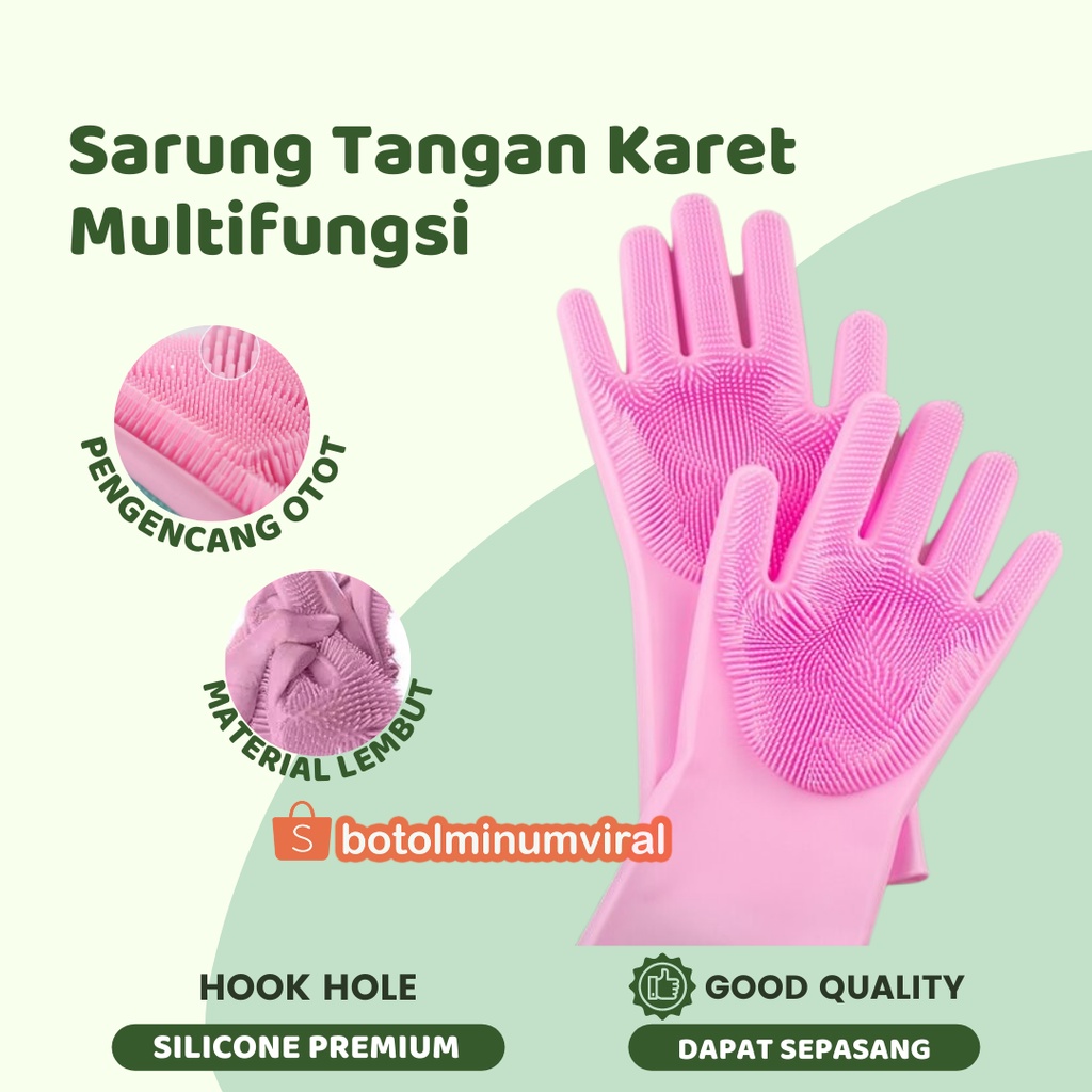 Silikon Dish Scrubber Sarung Tangan Karet Food Grade REMIUM