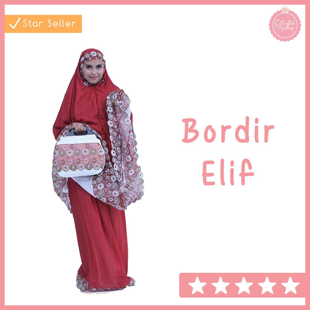 Mukena Bordir Cantik Elif Best seller – Mukena Adem Termurah By Fadilah Gallery