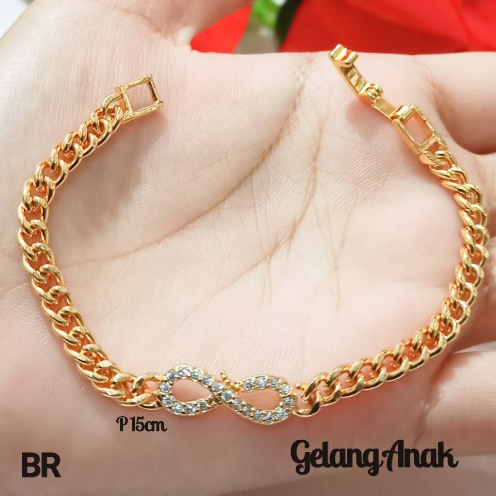 Gelang TITANIUM Anak Rantai Mata Varian motif Perhiasan Anak Gold (COD)