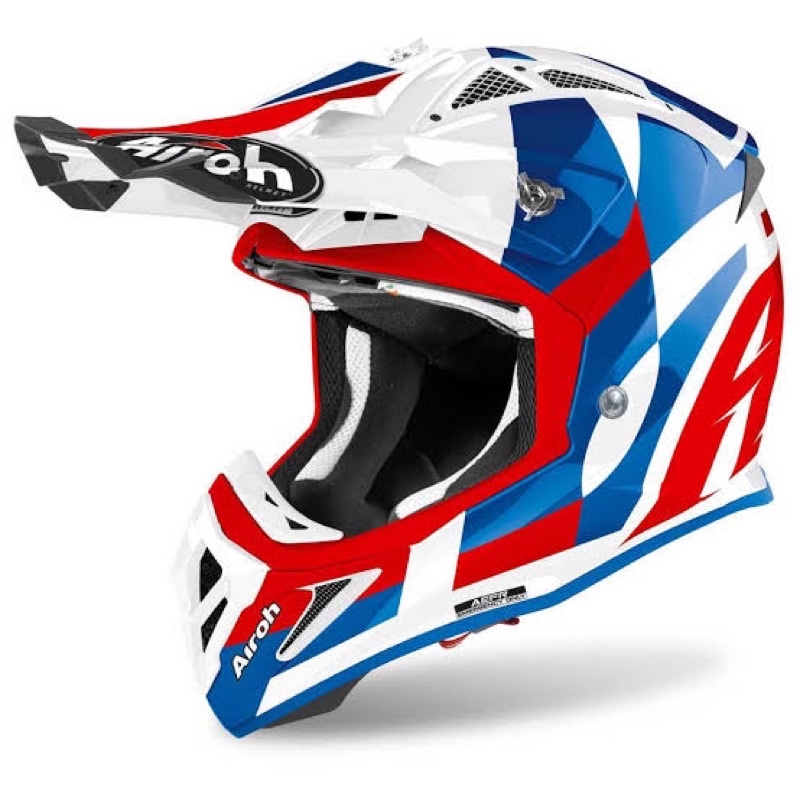 HELM CROSS AIROH AVIATOR ACE HELM MX AIROH AVIATOR ACE BLUE RED HELM AIROH ACE