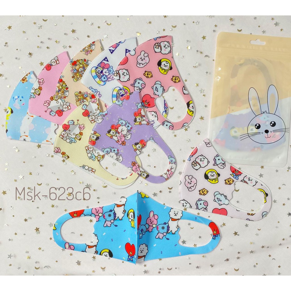 Masker Mulut Motif BTS BT21 KPOP Gaya Artis Korea Fashion Mask COD