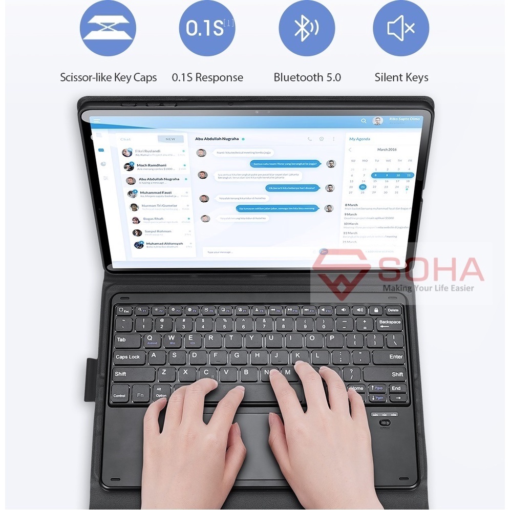 DUX DUCIS Keyboard Case for SAMSUNG TAB S8 ULTRA / TAB A8 10.5 X205 / TAB S8 / TAB S8 PLUS / TAB S7 FE 5G / TAB S7 PLUS / TAB S6 LITE / TAB S7 / Tab S8 Ultra X906 With Trackpad / Touchpad