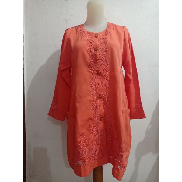 PL PRELOVED ATASAN WANITA TUNIK FULL KANCING BORDIR