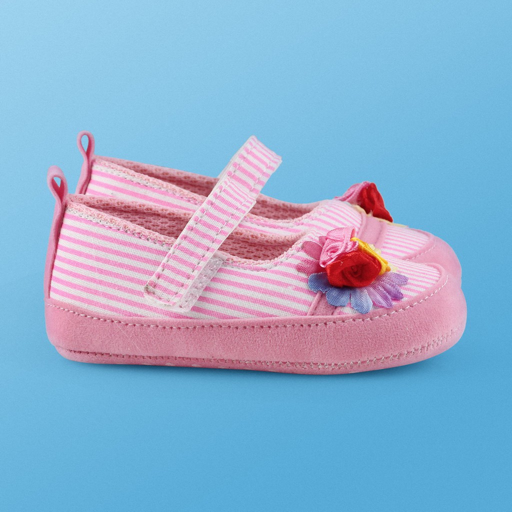 sepatu slip on anak cewek newborn ringan alas kain PWCW PINK