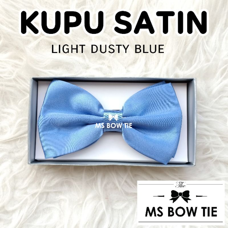 dasi kupu pria satin light dusty blue dasti biru