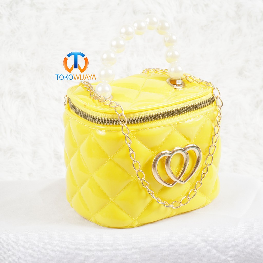 Tas Jelly Glossy Tabung Love Pearl | Tas Jelly Glossy Motif Tabung Import | Tas Jelly Mini Rubber